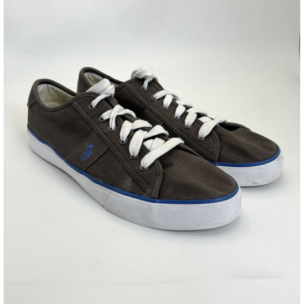 Polo Ralph Lauren Clifton Sneaker Men 13 D Gray Canvas Lace Up Low Top Casual